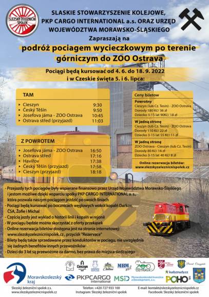 Podróż pociągiem wycieczkowym po terenie górniczym do ZOO Ostrava
